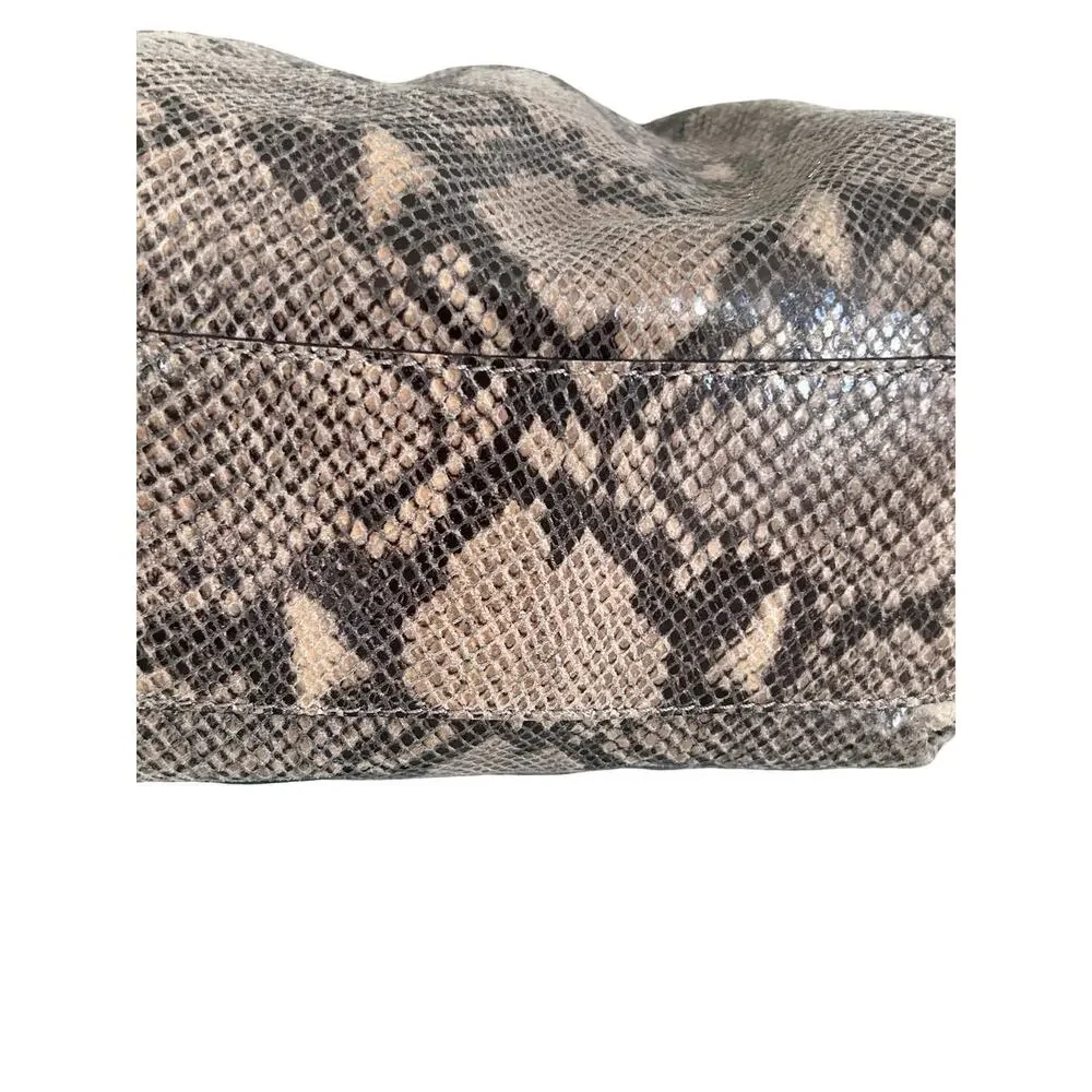 Michael Kors Snakeskin Gray Brown Leather Large Hobo Toto Purse Bag - Picture 9 of 16